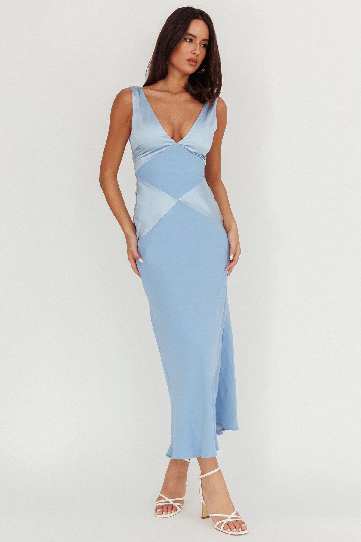 Soul Fire V-Neck Maxi Dress Blue